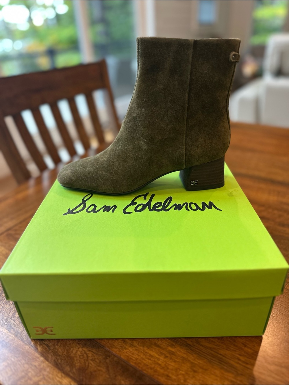 Sam Edelman PAIGE Olive Suede Ankle Bootie MSRP $170